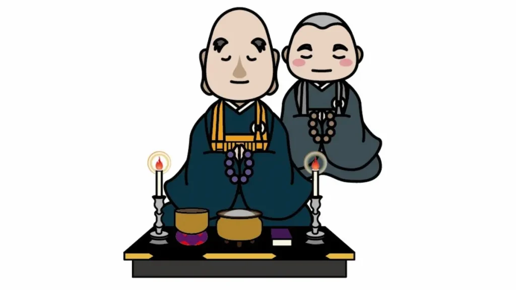お寺で四十九日法要を行う僧侶のイメージ画像